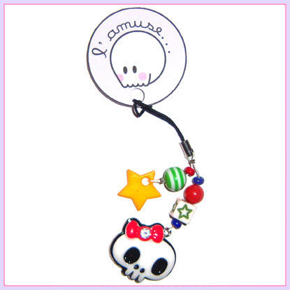 Pop Skull cell phone charm